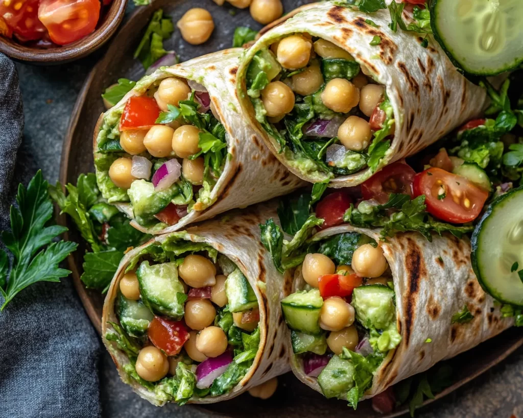 Summer Dinner Ideas: Mediterranean Chickpea Salad Wraps in 15 Minutes