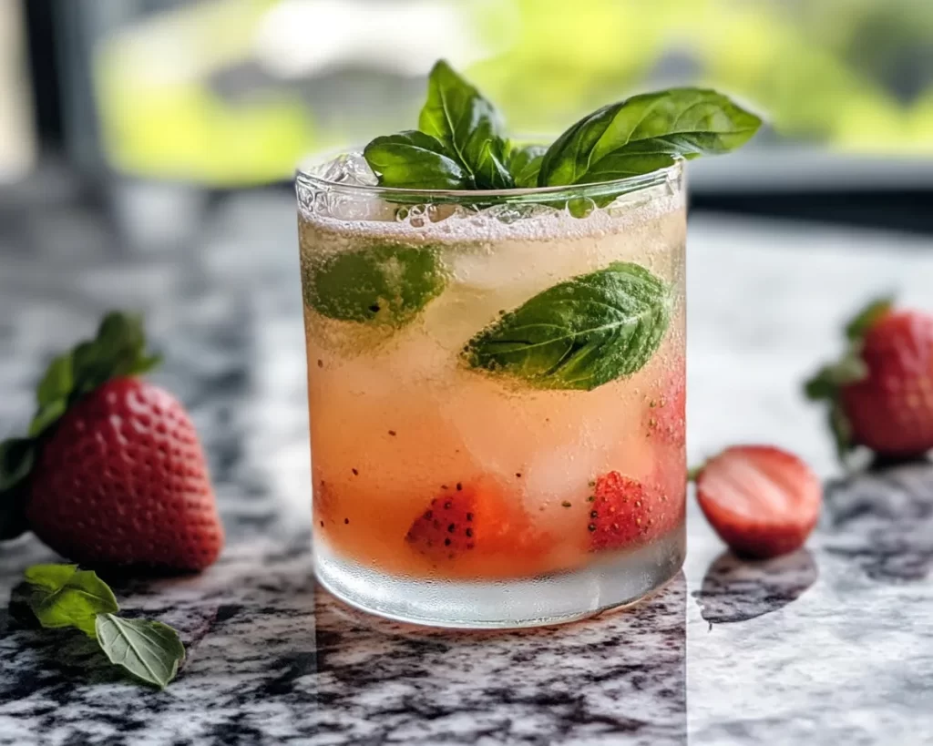 Spring Cocktails: Strawberry Basil Gin Fizz in 10 Minutes