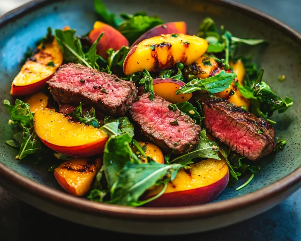 Summer Dinner Ideas: Grilled Steak & Peach Salad in 20 Minutes