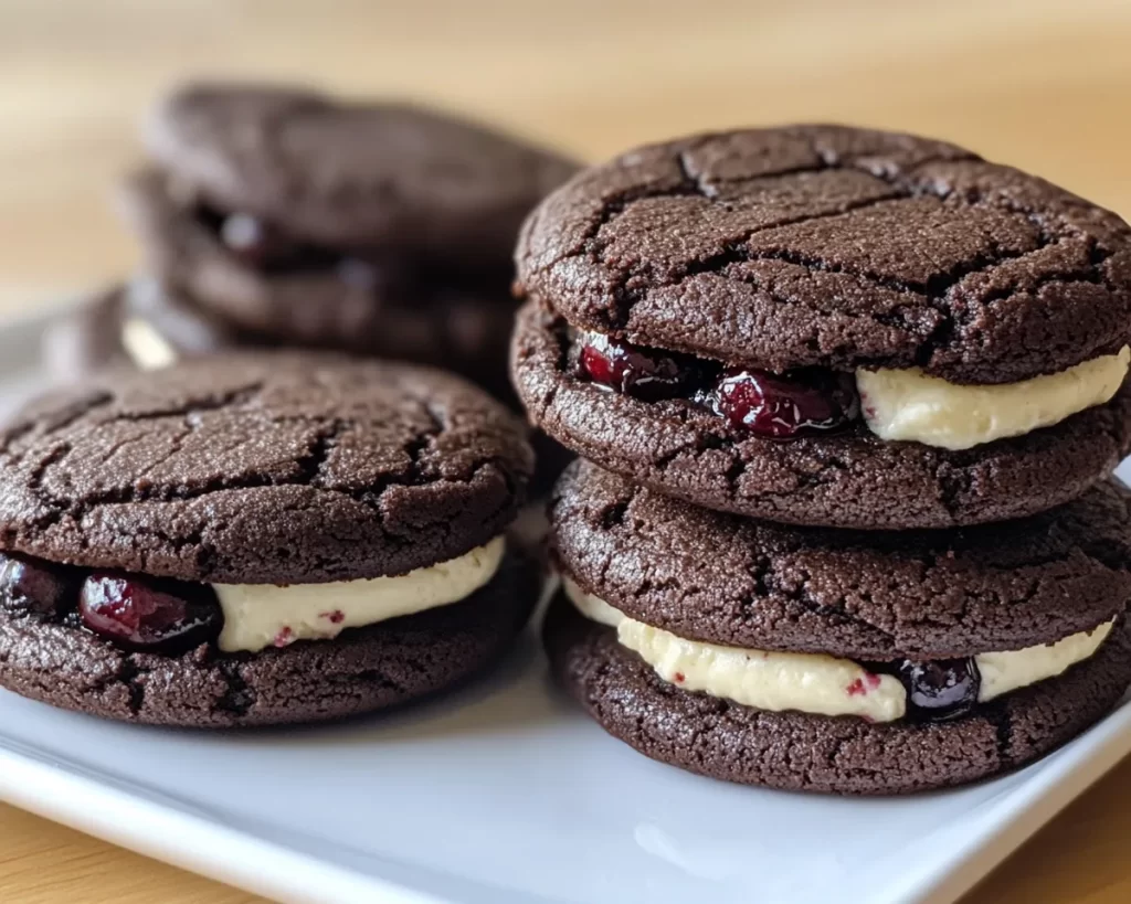 Black Forest Cookie: Black Cocoa Cherry Sandwich Cookies in 30 Minutes