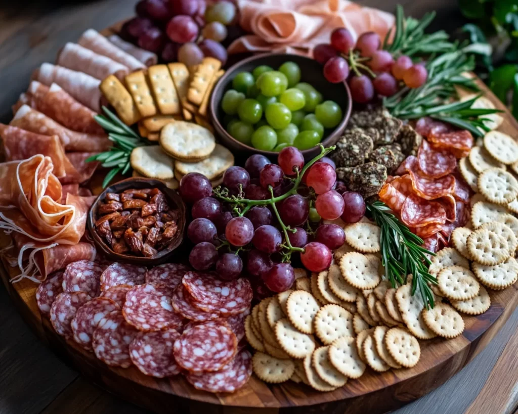 Spring Charcuterie Board Ideas with Crackers & Grapes in 5 Steps
