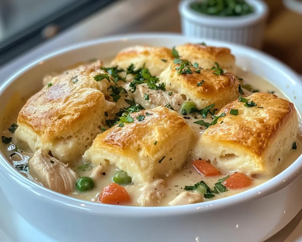 Easy Dinner Recipes for Family Comfort Foods: Chicken Pot Pie With Biscuit Topping in 35 Minutes