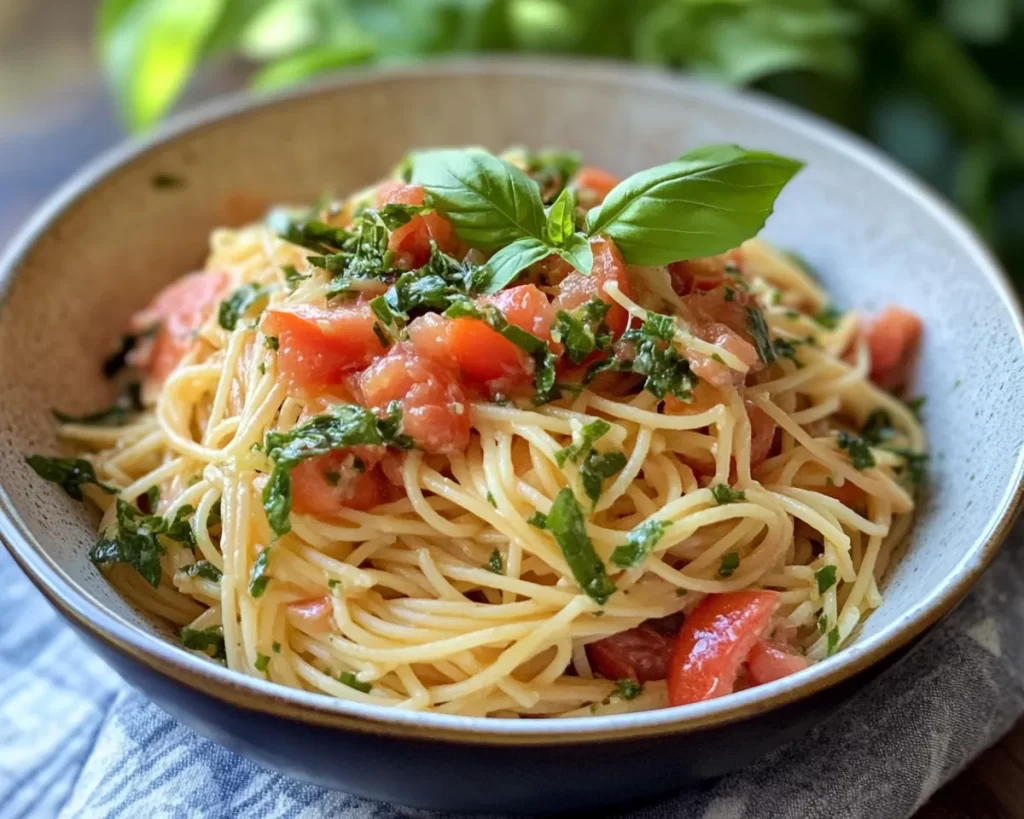 Spring Dinner: Tomato Basil Pasta (Light)