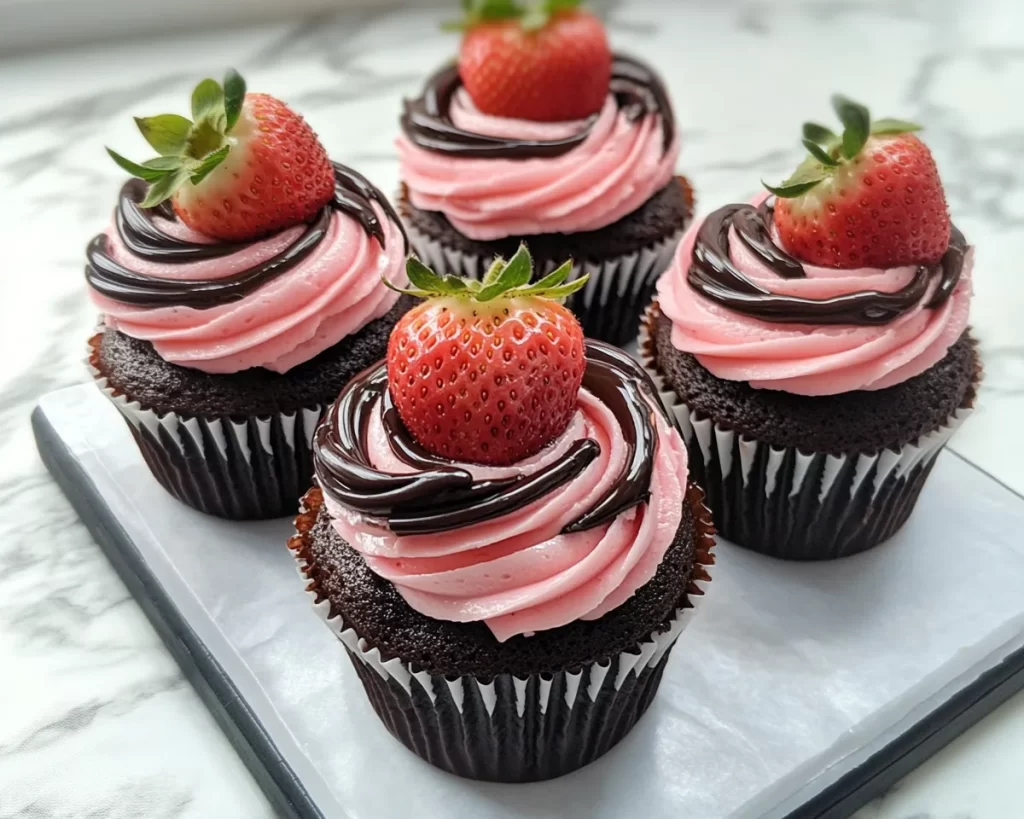 Spring Cupcakes: Strawberry Chocolate Swirl Cupcakes in 7 Steps