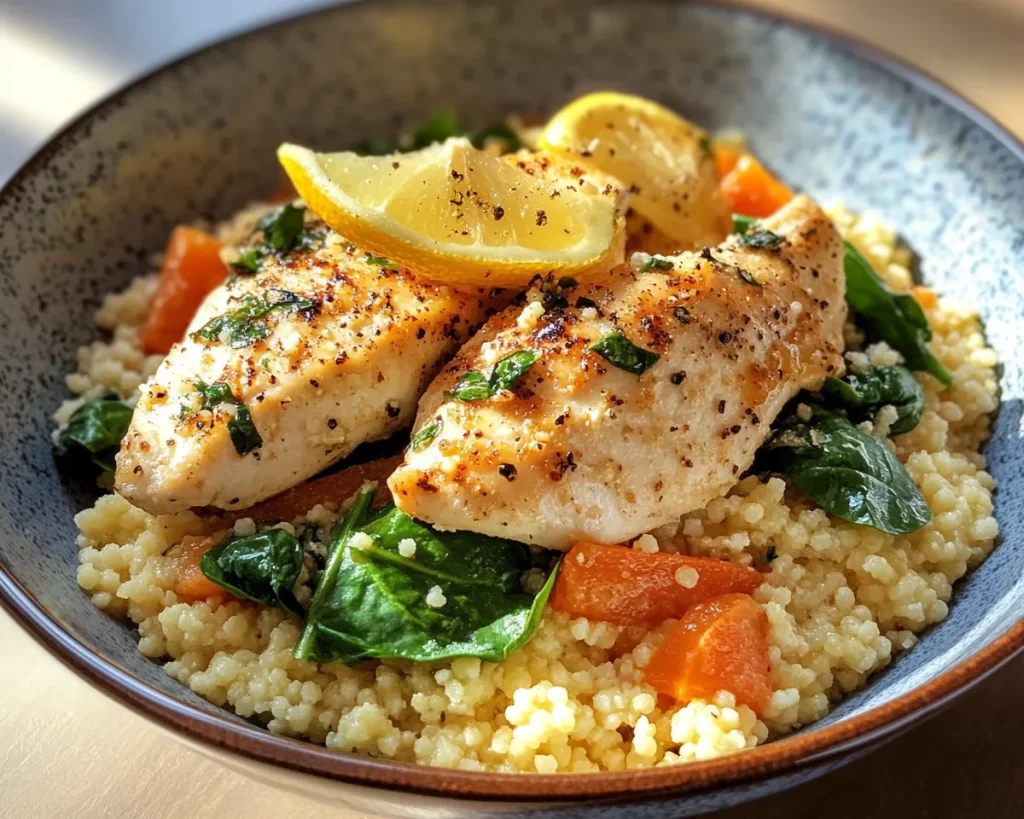 Spring Dinner Ideas: Lemon Spinach Couscous with Chicken in 20 Minutes