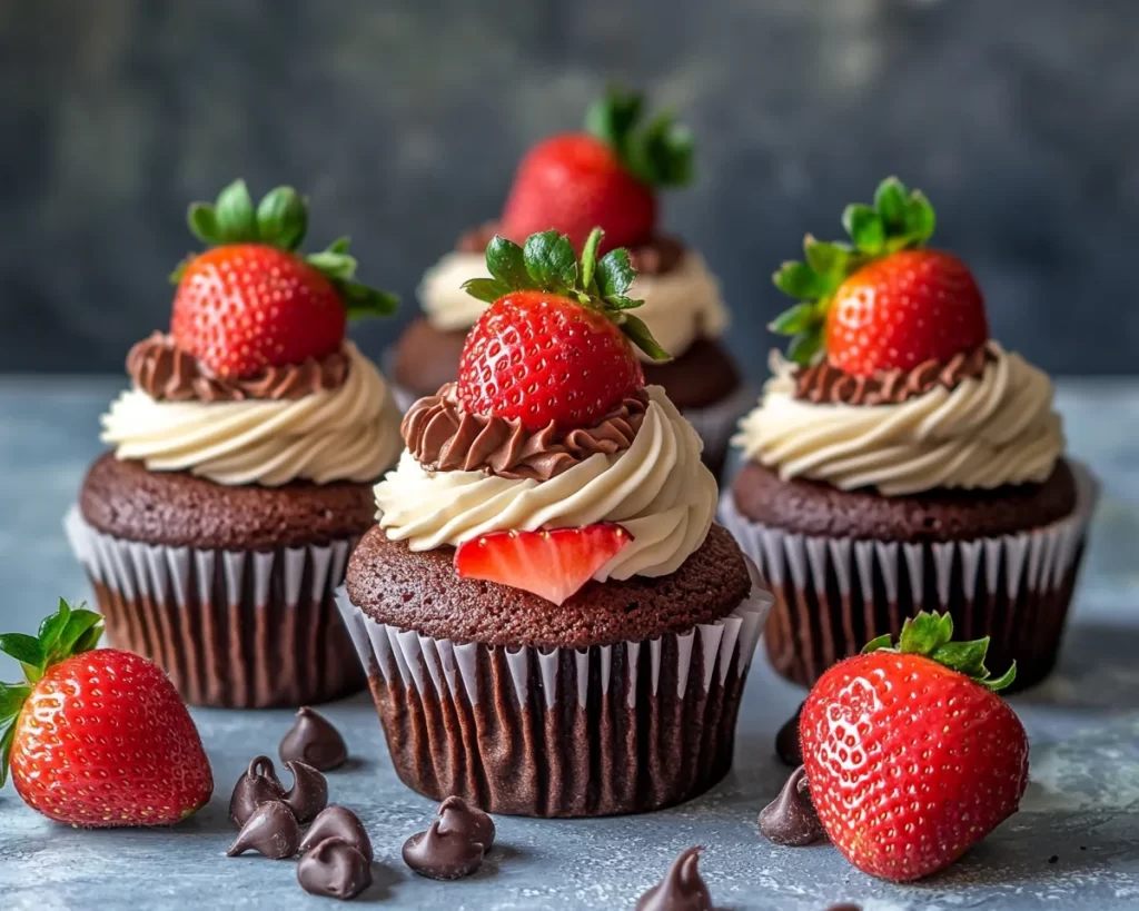 Spring Cupcakes: Chocolate Strawberry Cupcakes in 7 Steps