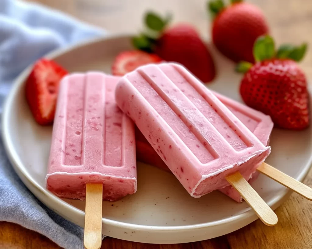 Spring Desserts: Strawberry Yogurt Popsicles in 5 Ingredients
