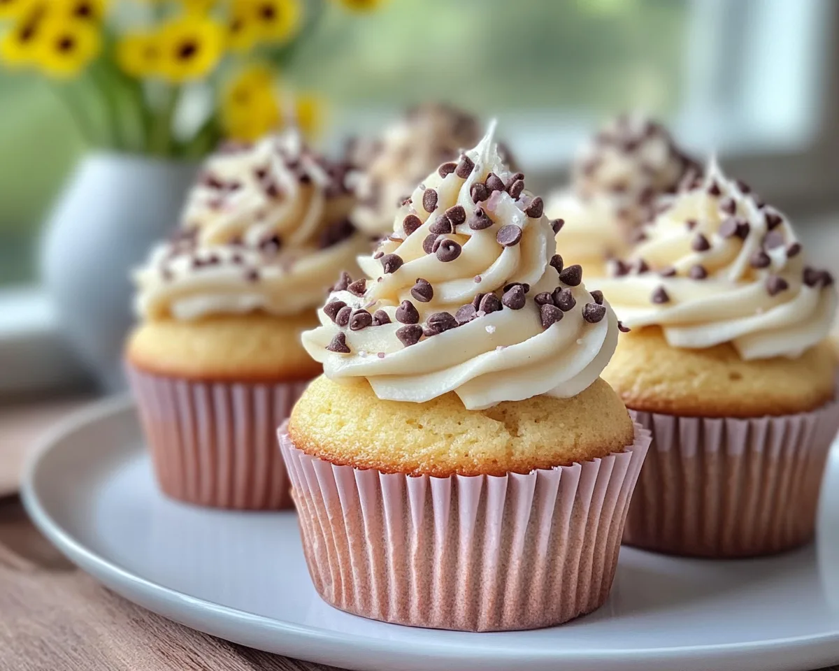 Spring Cupcakes: Chocolate Chip Vanilla Cupcakes in 5 Steps