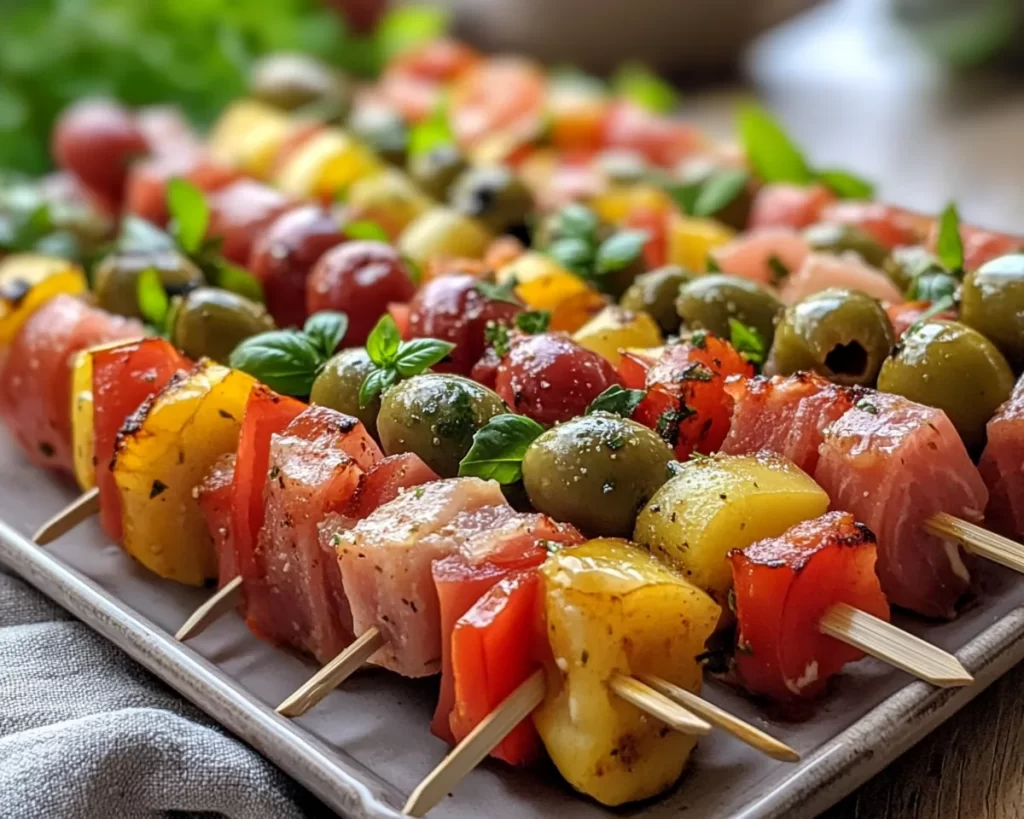 Picnic Food Ideas: Antipasto Skewers With Olives in 10 Minutes