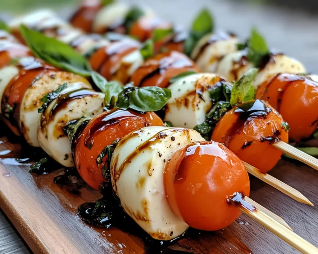 Picnic Food Ideas: Caprese Skewers With Balsamic Glaze in 10 Minutes