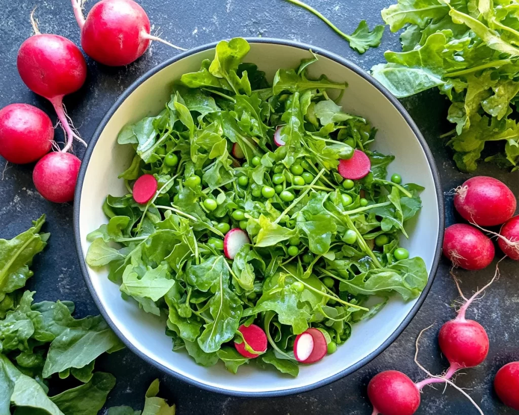 Spring Salad: Pea Shoot and Radish Butter Lettuce Salad in 10 Minutes