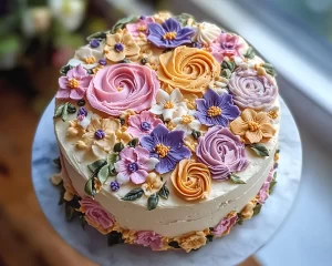Spring Cake Designs: Floral Buttercream Cake Aesthetic
