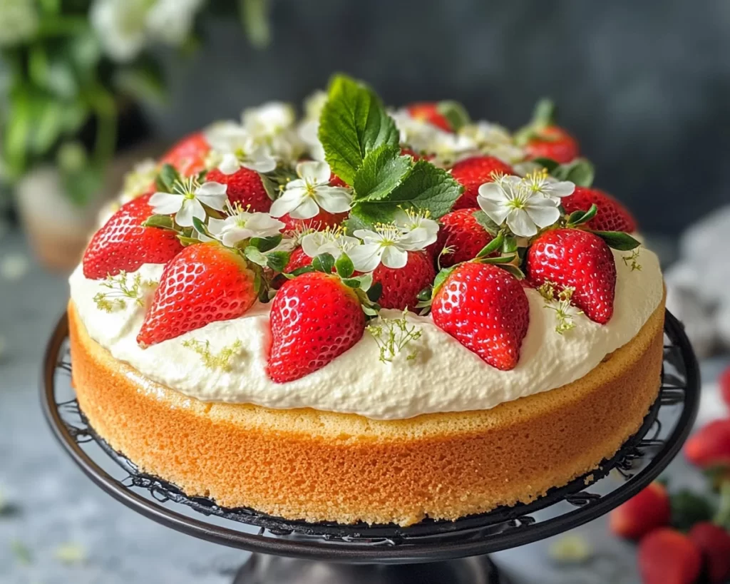 Spring Cake: Strawberry Elderflower Cake in 40 Minutes