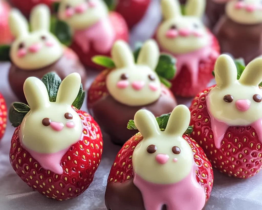 Easter Chocolate Covered Strawberries: Bunny Decorated Dipped Strawberries in 25 Minutes