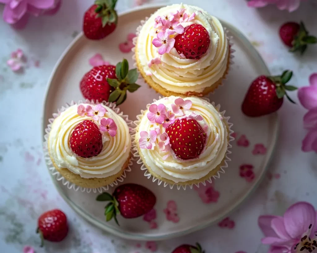 Spring Cupcakes: Vanilla Bean Strawberry Cupcakes in 7 Steps