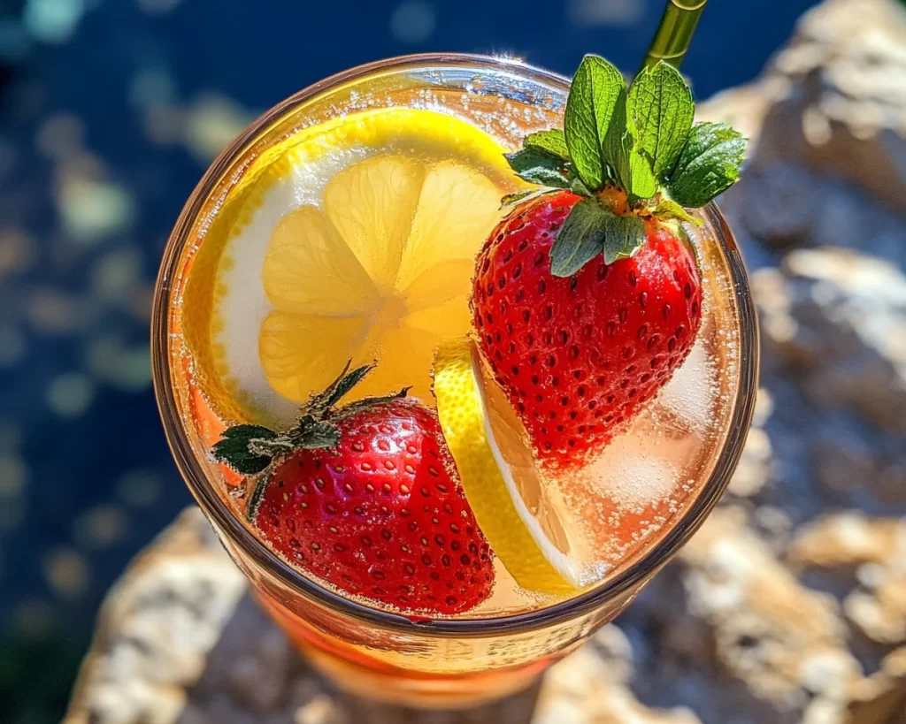 Summer Drinks Nonalcoholic: Iced Lemon Strawberry Refresher