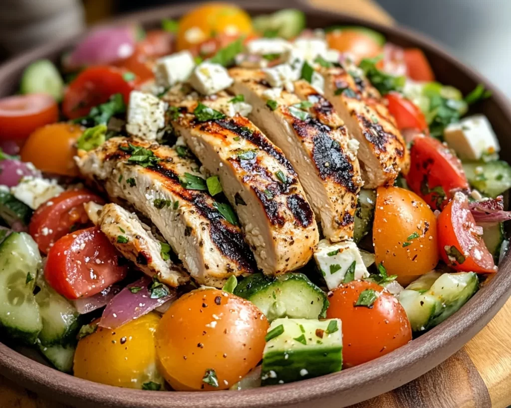 Summer Dinner Ideas: Greek Salad with Grilled Chicken in 15 Minutes