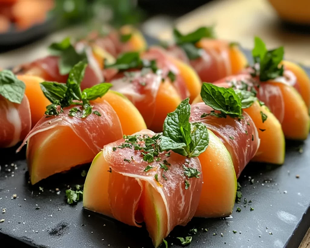 Spring Dinner Party: Prosciutto Wrapped Melon With Mint in 15 Minutes