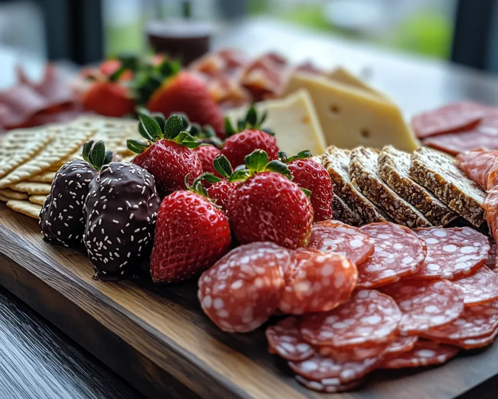 Spring Charcuterie Board Ideas with Chocolate Covered Strawberries in 5 Steps