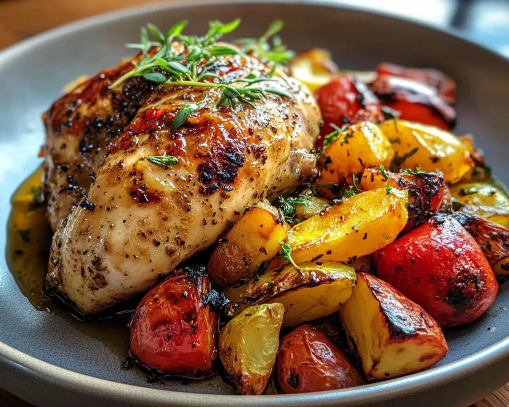 Spring Dinner: Balsamic Chicken with Roasted Veggies in 25 Minutes