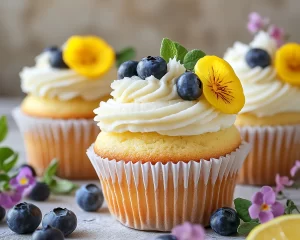 Spring Cupcakes: Lemon Blueberry Cupcakes in 5 Steps