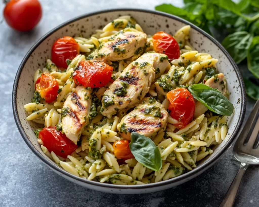 Spring Dinner Recipes: Pesto Chicken Orzo in 20 Minutes