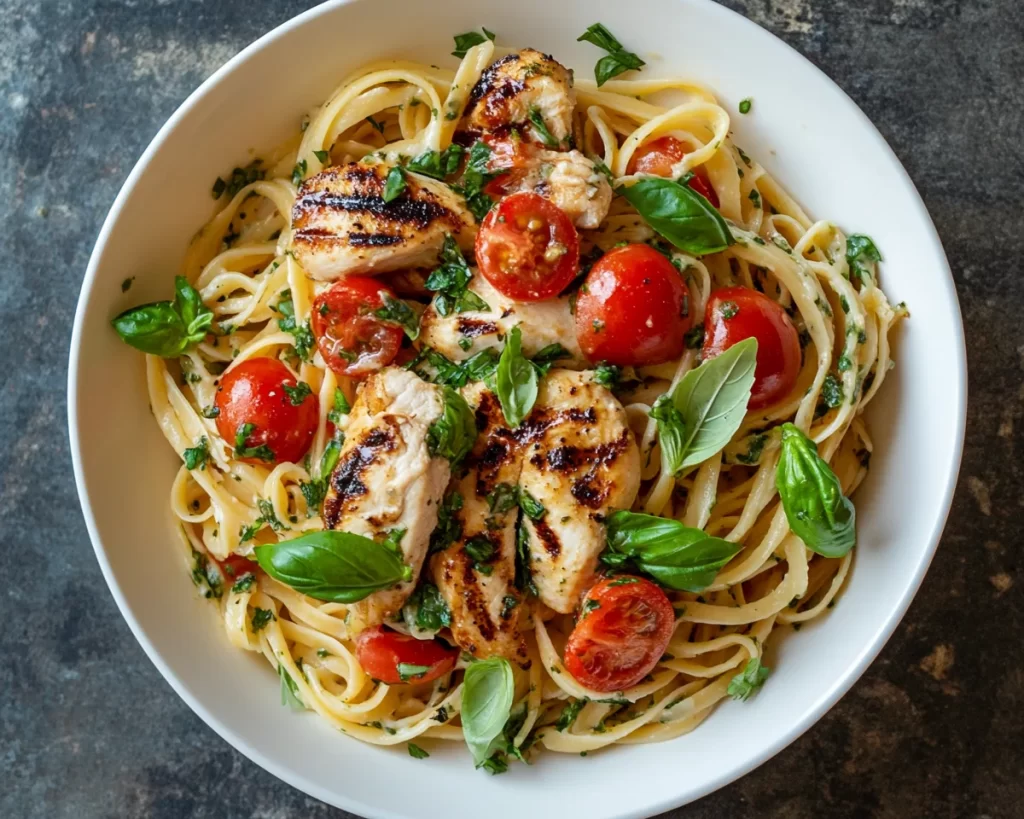 Summer Dinner Ideas: Caprese Pasta with Grilled Chicken in 20 Minutes