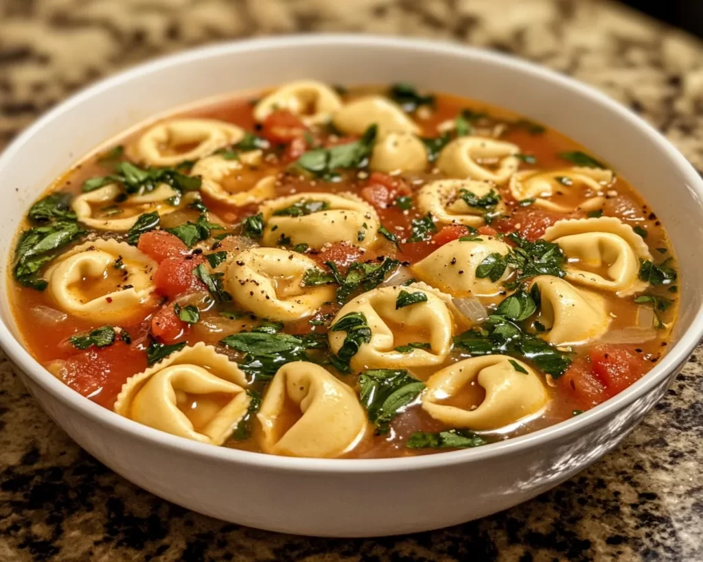 Spring Soup: Tomato Basil Tortellini Soup in 25 Minutes