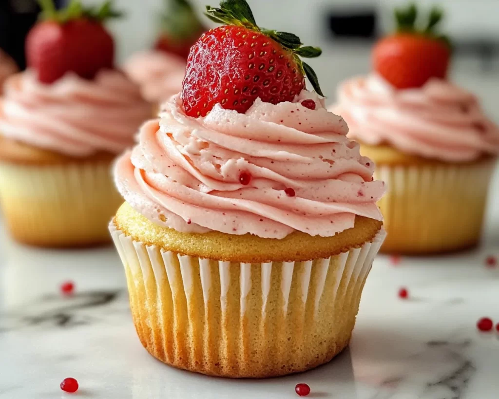 Spring Cupcakes: Strawberry Cream Cupcakes in 7 Steps