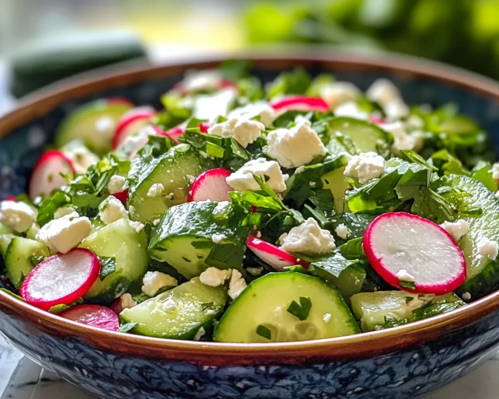 Spring Salad: Radish Cucumber and Feta Salad in 10 Minutes