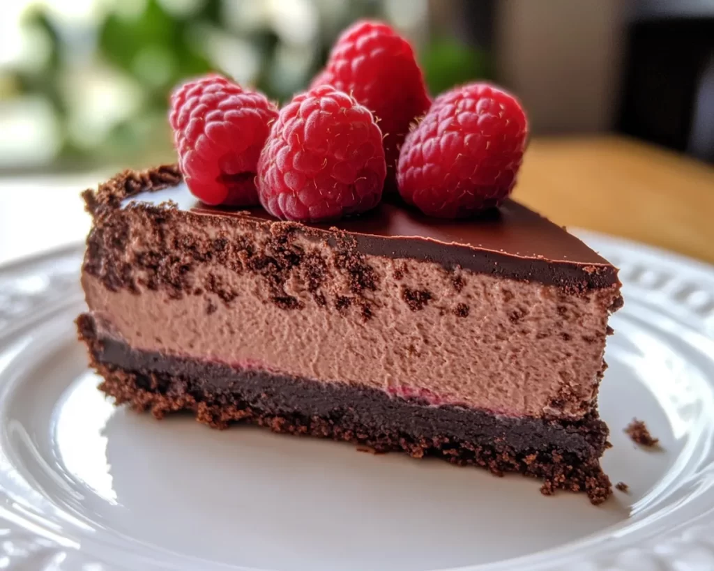 Dark Chocolate Raspberry Cheesecake: An Elegant Chocolate Dessert Ideas For Party