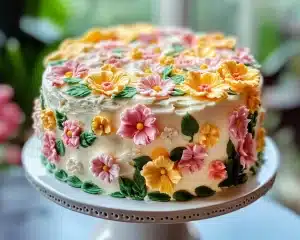 Spring Birthday Cake: Spring Flower Buttercream Cake
