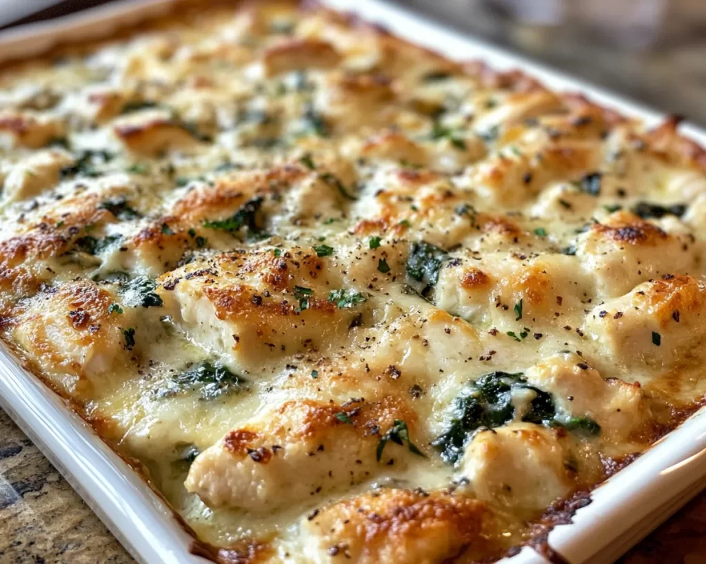Easy Dinner Recipes for Family: Chicken & Spinach Alfredo Bake in 25 Minutes