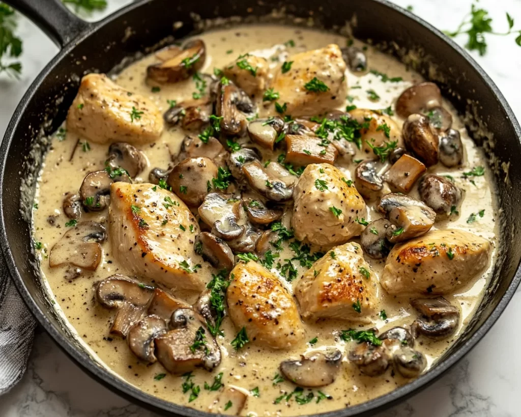 Easy Recipes: One Pan Creamy Chicken and Mushroom Skillet in 20 Minutes