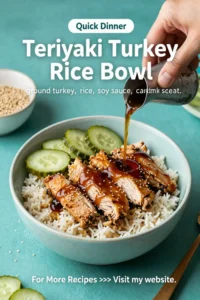 Ground Turkey Recipes: Teriyaki Turkey Rice Bowl With Pickled Cucumber in 20 Minutes