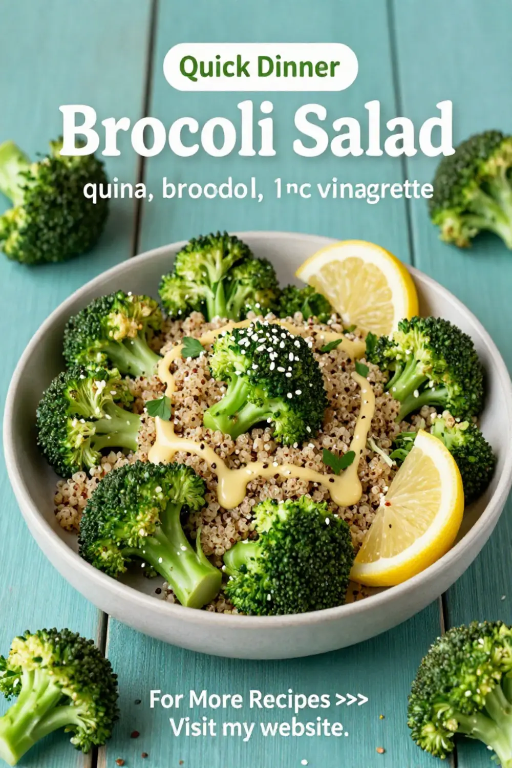 Broccoli Salad: Roasted Broccoli and Quinoa Salad With Lemon Vinaigrette in 20 Minutes
