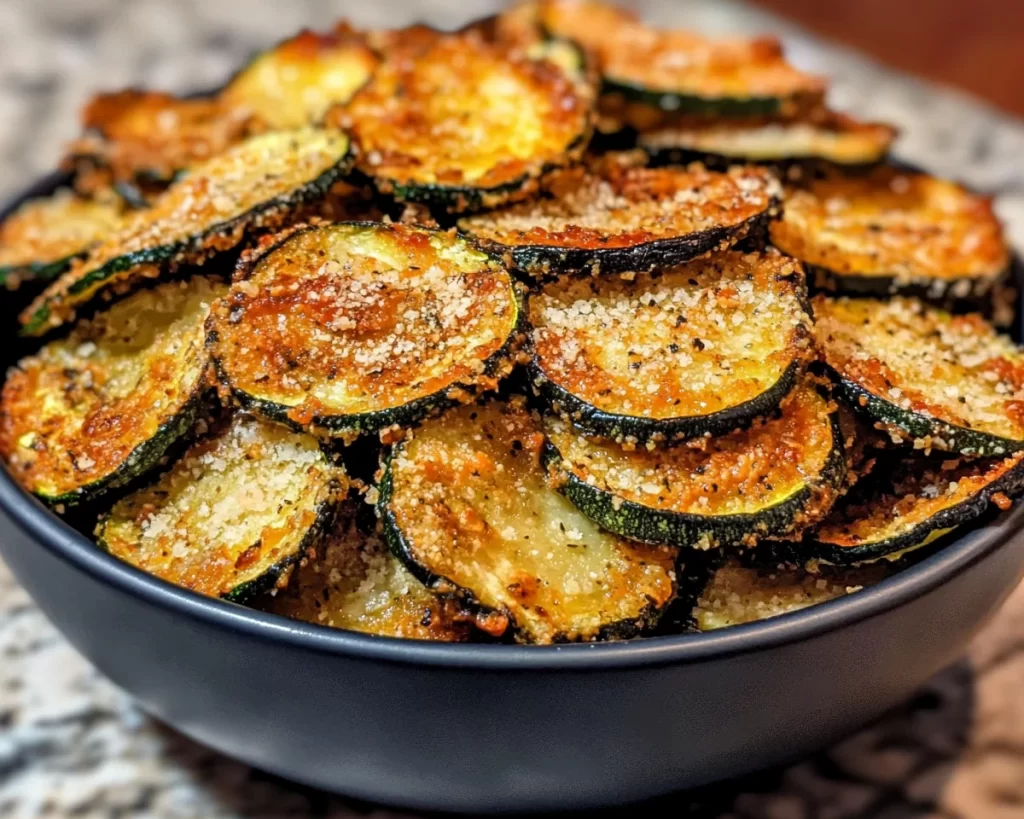 Healthy Snacks: Baked Parmesan Zucchini Chips With Marinara in 20 Minutes