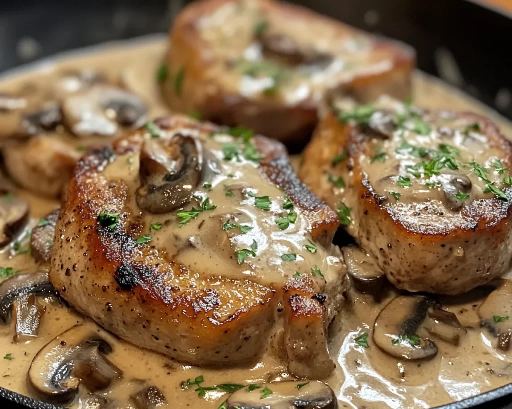 Pork Chop Recipes: Skillet Pork Chops With Mushroom Cream Sauce in 25 Minutes