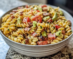Pasta Salad Recipes: BLT Pasta Salad With Avocado Ranch Dressing in 20 Minutes