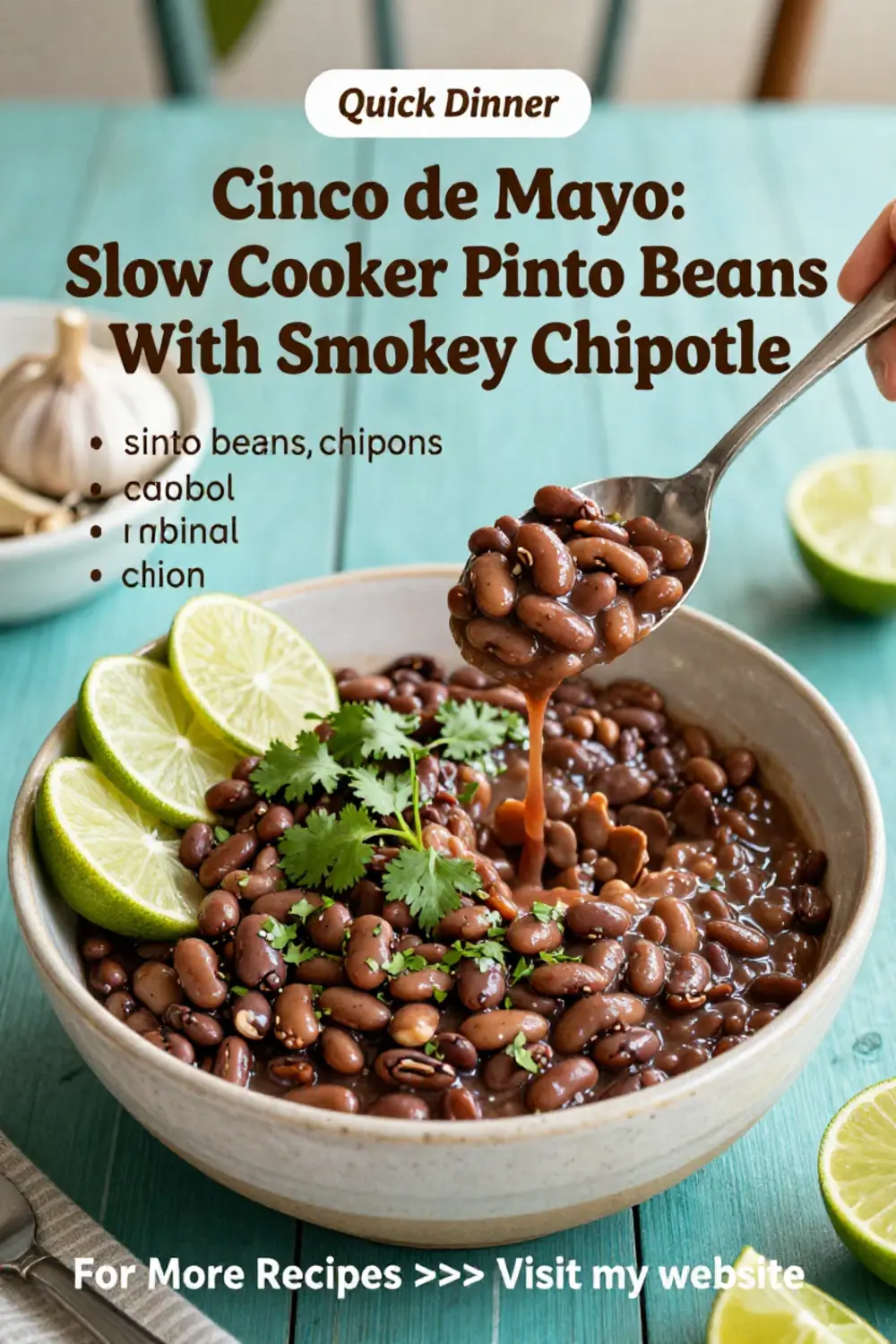 Cinco de Mayo: Slow Cooker Pinto Beans With Smoky Chipotle for Cinco de Mayo in 10 Minutes Prep