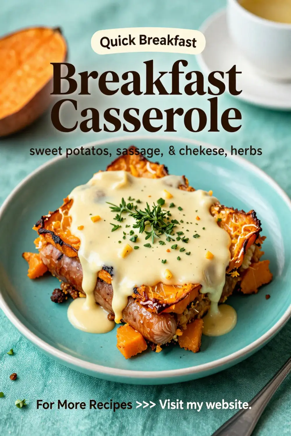 Breakfast Casserole: Sweet Potato and Andouille Sausage Breakfast Casserole in 35 Minutes