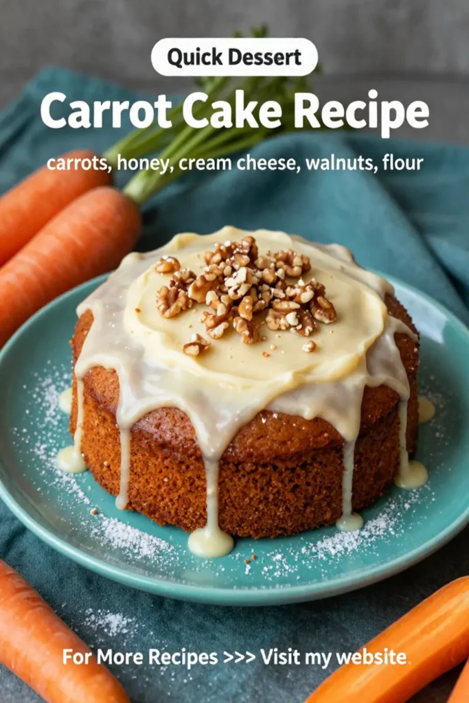 Carrot Cake Recipe: One Layer Carrot Cake With Honey Cream Cheese Glaze in 35 Minutes