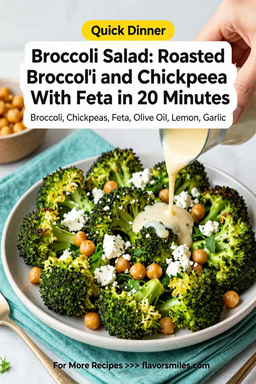 Broccoli Salad: Roasted Broccoli and Chickpea Salad With Feta in 20 Minutes
