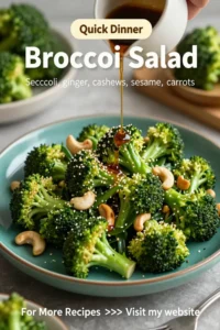 Broccoli Salad: Sesame Ginger Broccoli Salad With Cashews in 15 Minutes
