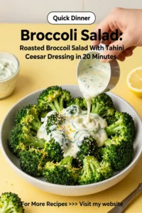 Broccoli Salad: Roasted Broccoli Salad With Tahini Caesar Dressing in 20 Minutes