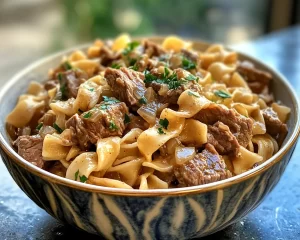 Crockpot Recipes: Slow Cooker French Onion Beef and Noodles in 10 Minutes Prep