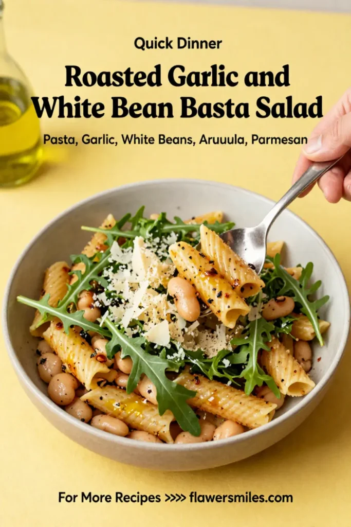Pasta Salad: Roasted Garlic and White Bean Pasta Salad With Arugula in 20 Minutes