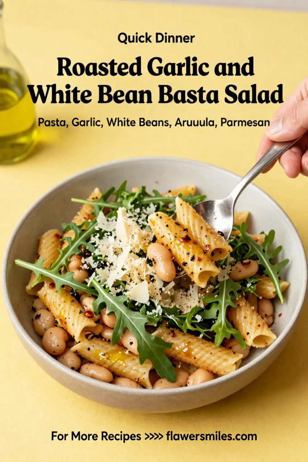 Pasta Salad: Roasted Garlic and White Bean Pasta Salad With Arugula in 20 Minutes