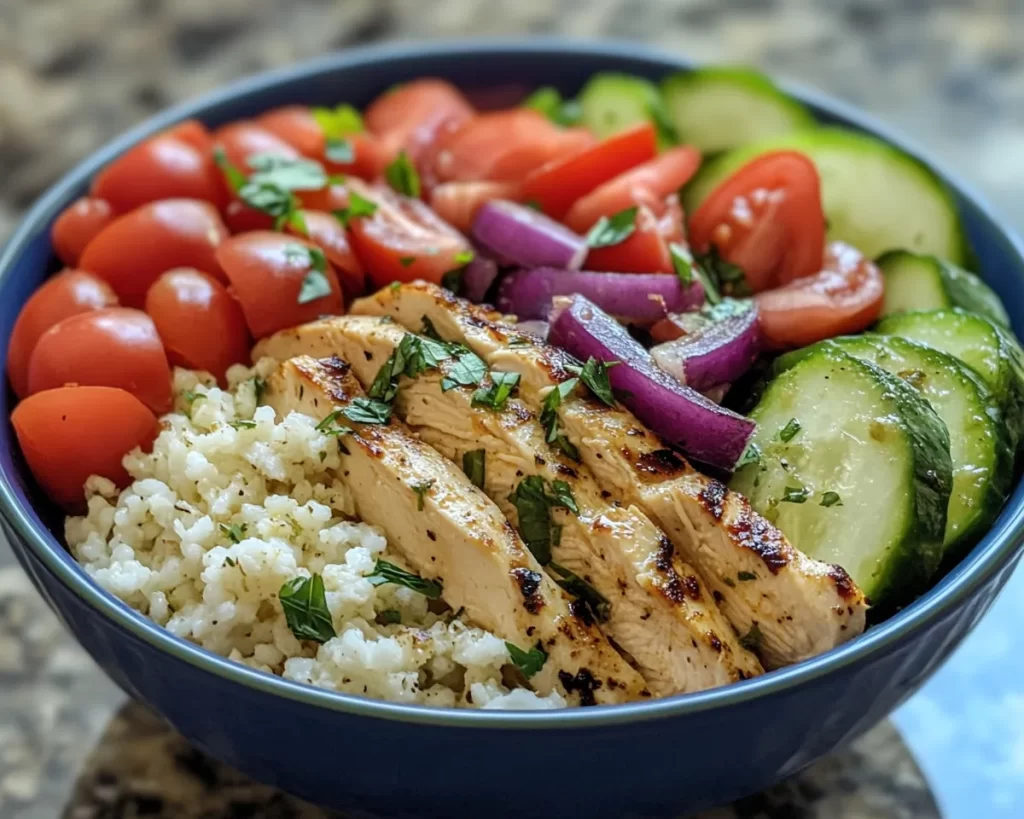 Healthy Dinner Recipes: High Protein Greek Chicken Bowl in 25 Minutes