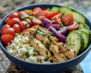 Healthy Dinner Recipes: High Protein Greek Chicken Bowl in 25 Minutes